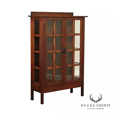 Gustav Stickley Antique Mission Oak And Glass Two-Door China Cabinet • $8495