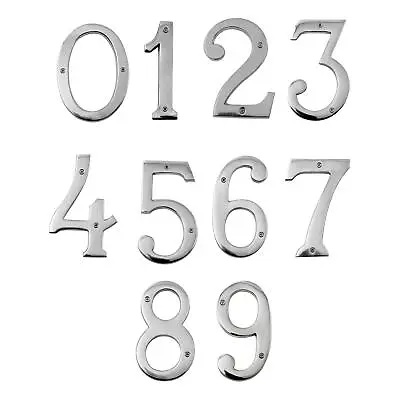 Deluxe 6  Large Size Door Numbers In Bright Chrome Numbers 0 - 9 • £17.99