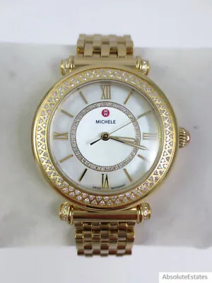 NEW Michele Gold Caber Mid Diamond Ladies Watch MWW16E000016 Box NWT NIB • $1699.99