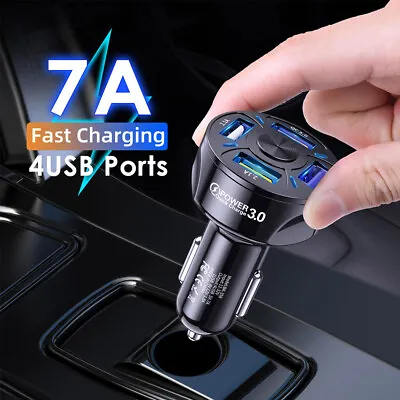 $4.64 • Buy 4 USB Phone Charger Adapter LED Display QC 3.0 Fast Charging Car Accessories Set
