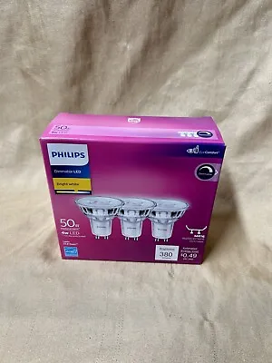 3 PACK LOT : 4w PHILIPS Dimmable LED Bright White Mr16 Gu10 Base 380 Lumens • $8.98