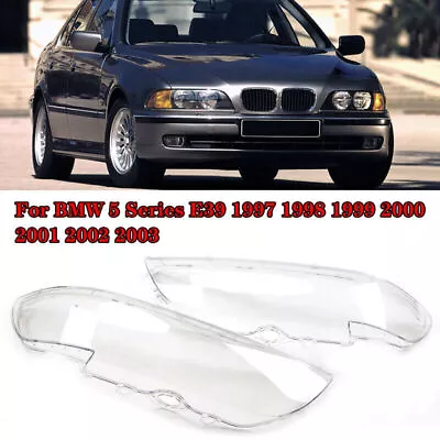 Clear Headlight Lens Cover Shell Pair For 1996-2003 BMW E39 Facelift 528i 530i • $62.99