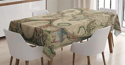 World Map Tablecloth Antique Vintage Art • £17.99