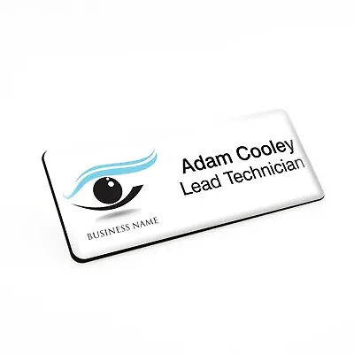 £5.89 • Buy Your Logo Personalised Premium Opticians Custom Name Badge 76 X 32mm White/Black