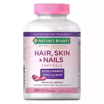 Nature's Bounty Hair Skin And Nails 250 Softgels Multivitamin 5000 Mcg Biotin • $20.30
