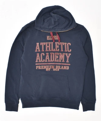 £6.75 • Buy ELLESSE Mens Graphic Hoodie Jumper Small Navy Blue Cotton CF02