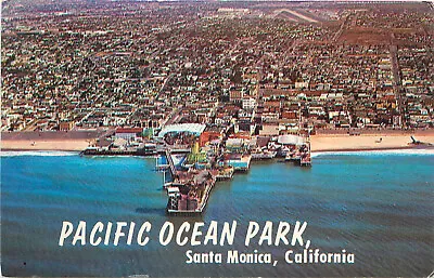 Postcard Pacific Ocean Park Amusement Park Santa Monica CA Pier Birds Eye View • $11.69