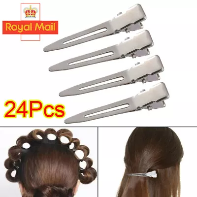 24PCS Metal Hair Sectioning Clips Sprung Strong Grip Hairdressing Hair Clip UK • £3.36