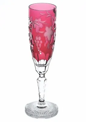 Nachtmann Traube Gold Ruby Cut To Clear Crystal Wine Champagne Flute New No Box • $125