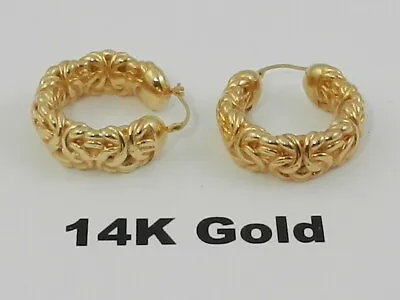  Italian Gold Signature Gold™ Byzantine Hoop Earrings In 14k Gold Over Resin • $289.99