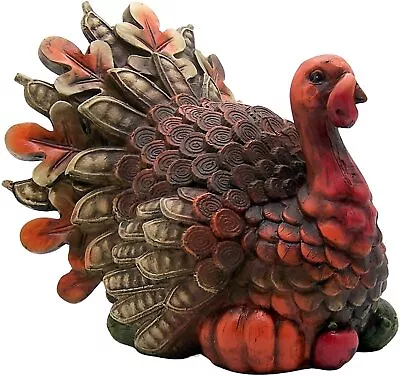 Gerson 8.6  Resin Harvest Turkey Figurine Thanksgiving & Fall Tabletop Decor • $49.88