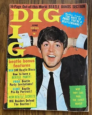 Dig (the Original Teen Magazine) June 1964 ~ The Beatles/ Fabian/hayley Mills • $18