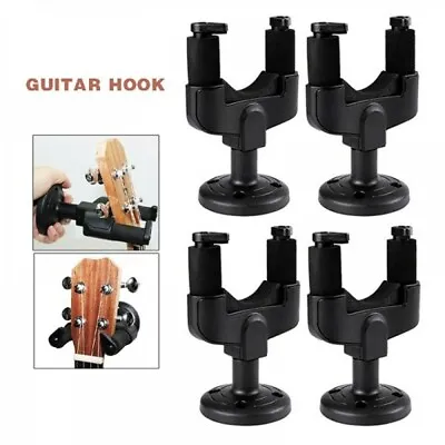 £4.81 • Buy Guitar Wall Mount Hanger Holder Hook Keeper Brackets Bass Display Black 1/2/4P