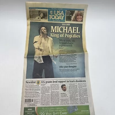 USA Today  Michael Jackson Dies  6-26-2009 Newspaper - Bonus Section Included! • $14.99