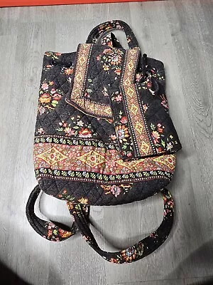 Vera Bradley Backpack Retired Chocolat Floral With Wallet • $22