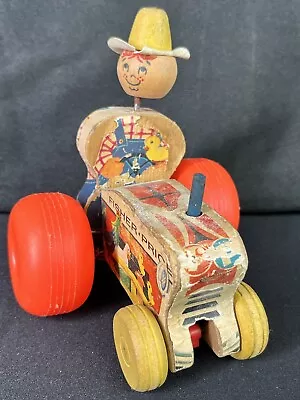 Vintage 1961 Fisher Price Mighty Tractor Pull Toy #629 Wood And Plastic • $14.25