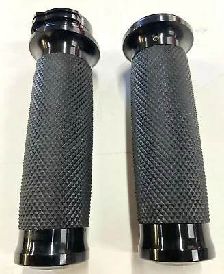 Black Renthal Type Hand Grips For Harley Davidson Models W/ Throttle Cables  • $39.79