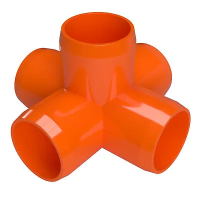 1  5-Way PVC Cross Fitting Orange (4-PK) FORMUFIT Furniture Grade Made In USA • $21.99