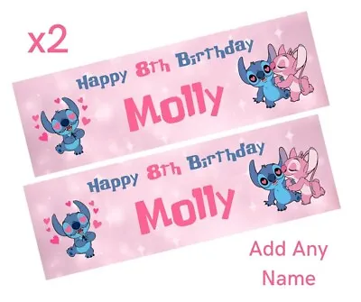 £5.49 • Buy 2x Personalised Disney LILO & STITCH Happy Birthday Banner LARGE Poster ANY TEXT