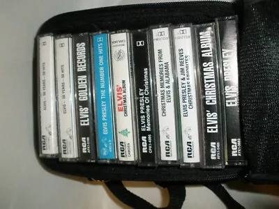 Lot Of 10 Elvis Cassettes With Carrying Case Hits Christmas & More • $24.99