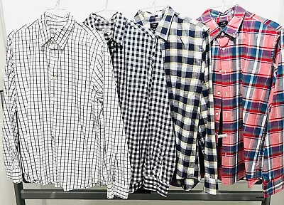 J Crew Shirt Lot Of 4 Men's Large Fit Plaid Long Sleeve Cotton Shirts • $30