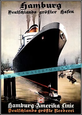 Hamburg Amerika Line 1930 Art Deco Ocean Liner Poster Print Retro Style Wall Art • $19.40