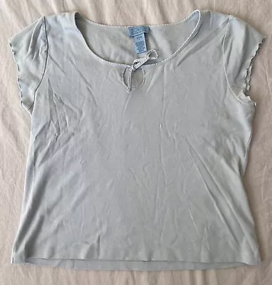 So Blue Sigrid Olsen Blue T Shirt Lettuce Hem Tee Size Petite L • $6.90