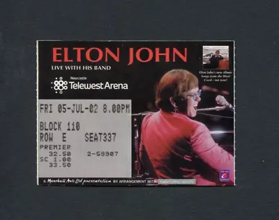 Original 2002 Elton John Concert Ticket Stub Newcastle UK Bennie And The Jets • $19.95