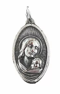 Vintage Catholic Virgin Mary & Infant Sacred Heart Jesus Religious Medal Italy • $8.99