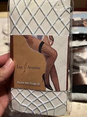 LEG AVENUE Vintage Blue Fence Net Thigh Hi Nylon STOCKINGS.*45 • $10