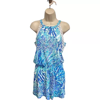 Lilly Pulitzer Lala Halter Romper In Blue Haven Size S • $9.95