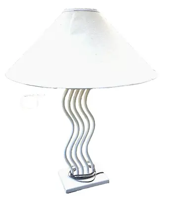 Vintage 80s Postmodern Contemporary Memphis Style Wave Table Lamp White • $73.59
