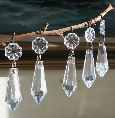 $27.50 • Buy 14 Vintage Flower U-drop Beaded Italy Crystal Glass Prism Lamp Chandelier Parts