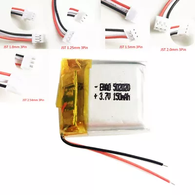 3.7V 150mAh Lipo Rechargeable Battery 3pin 1.0/2.0/1.5//1.25/2.54mm Plug 502020 • £6.84