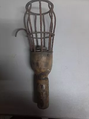  Vintage Industrial Wood Handle Trouble Light With Metal Cage • $41.39