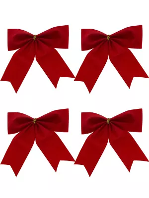 Red Velvet Christmas Tree Bow Decoration - 8 X 80mm • $2.95