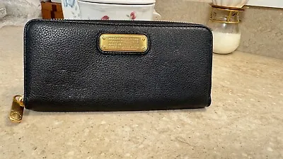 Marc By Marc Jacobs  Q Slim Zip Around Black Pebbled Leather Wallet Nwt $198 • $109