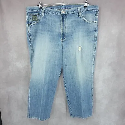 Cinch Up Jeans Mens 44 X 32 Blue Denim Cowboy Rodeo Distressed Measures 44x27 • $16.99