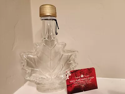 Canadian Maple Leaf Shape Clear Glass Syrup Bottle With Top Embossed Empty • $7.95