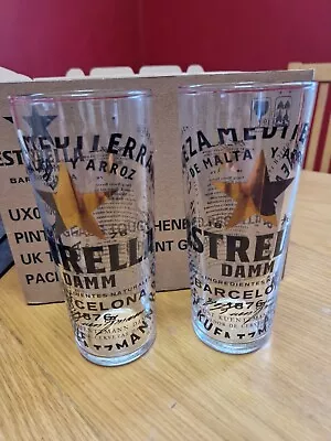 2 X Estrella  Damn Barcelona 1976 Pint Glasses • £10