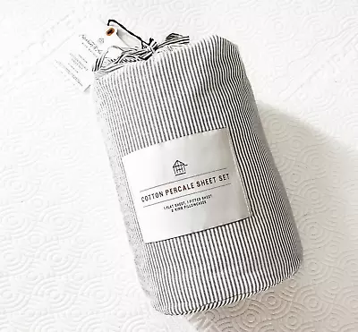 Hearth & Hand With Magnolia Twin Size Cotton Percale Mini Stripe Sheet Set • $21.24