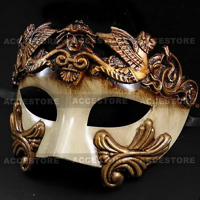 Venetian Roman Warrior Masquerade Party Face Mask For Men - Black Silver Gold • $13.99