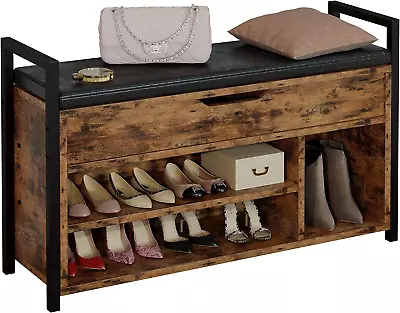 IRONCK Shoe Storage Bench Entryway Bench With Lift Top Storage Box Metal And B • $139.70