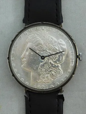 Morgan Silver Dollar 1921 Coin Watch Swiss 17 Jewel Manual Wind Movement....38mm • $463.04