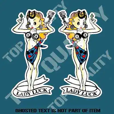 LADY LUCK Decal Sticker Set X2 Vintage Retro Americana Rat Rod Hot Rod Stickers • $6