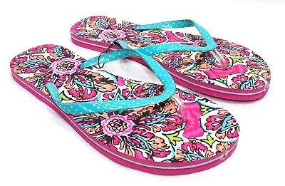 NEW Women's VERA BRADLEY Pink Multicolor Floral Print Thong Sandals Size US 9/10 • $19.99