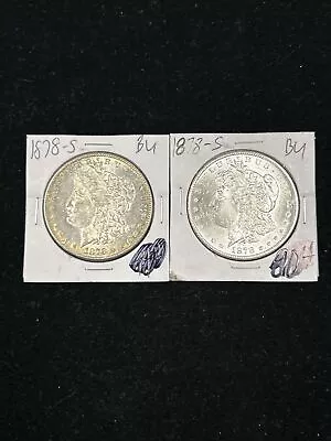 Two (2) 1878-S Morgan Silver Dollars $1 In BU Condition 90% U.S. Silver (Lot CX) • $77