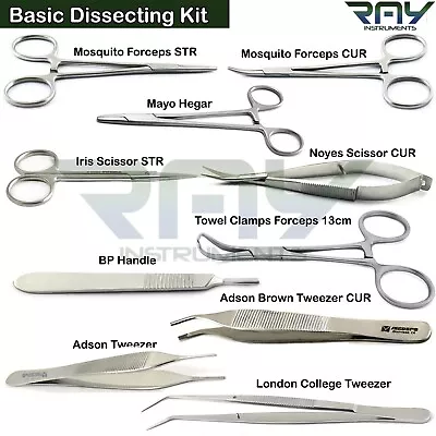 Basic Dissecting Kit Medical Student Surgery Scissors Forceps College Tweezers • $52.24