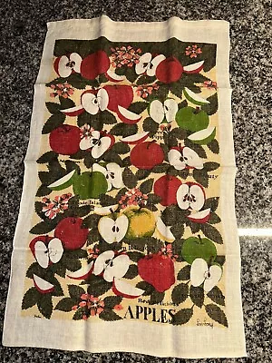 Vintage Lois Long Red Delicious Apples Linen Towel Mid Century MCM~ KayDee • $16