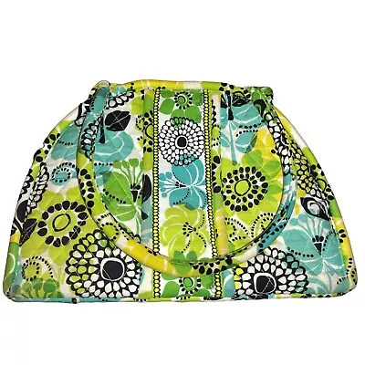 Vera Bradley Eloise Satchel Kiss Lock Shoulder Bag  Limes Up  Pattern Green Blue • $32.82
